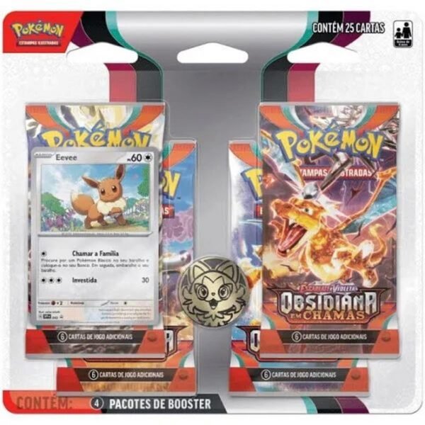 Jogo Pokemon Blister Quadruplo Obsidiana Chamas Eevee Copag