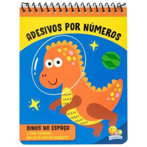 Livro Adesivos por Numeros: Dinos no Espaco