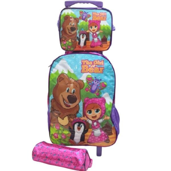 Mochila de Rodinha Urso Boneca + Lancheira + Estojo Winth