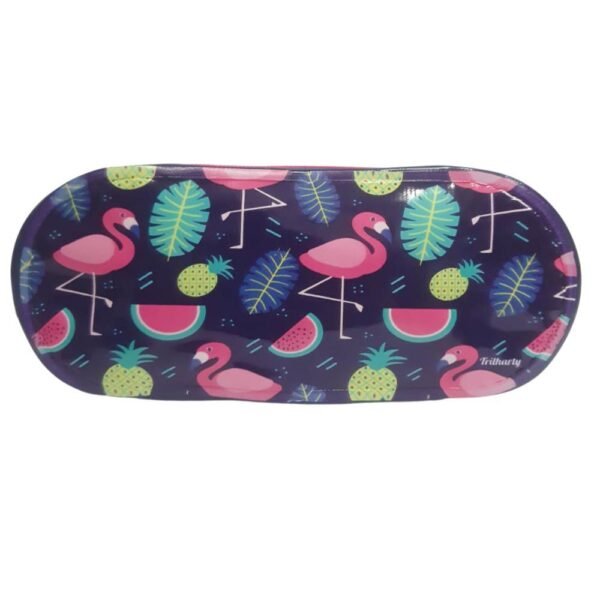 Estojo Escolar Juvenil Plastico Flamingo Azul Trilharty