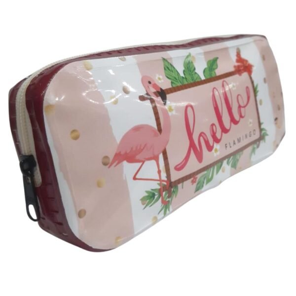 Estojo Escolar Plastico Flamingo Quadrado Trilharty TRT1031 - Imagem 2