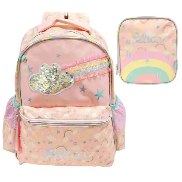 Kit Mochila Infantil Lilica Ripilica Rainbow + Lancheira