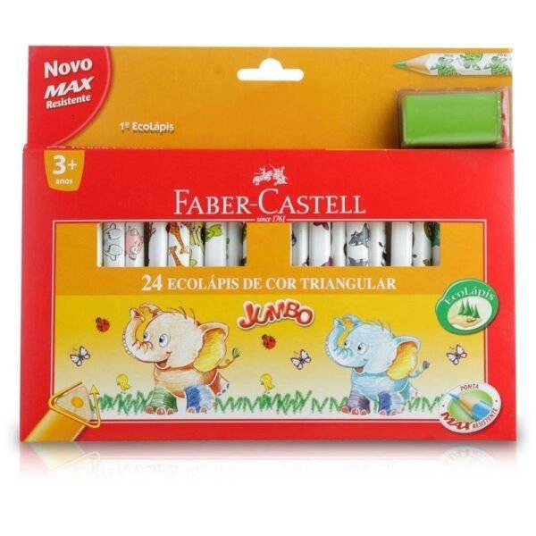 Lapis de Cor Triangular Jumbo 24 Cores Faber Castell