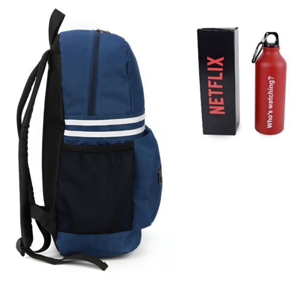 Mochila de Costas ADV Azul Juvenil MS47327 + Garrafa Netflix - Imagem 3