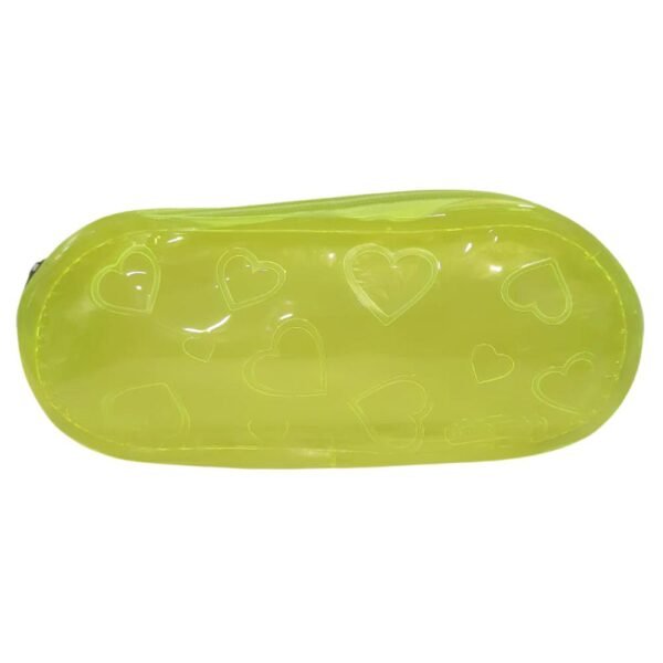 Estojo Escolar Plastico Neon Amarelo 2 Divisorias Trilharty