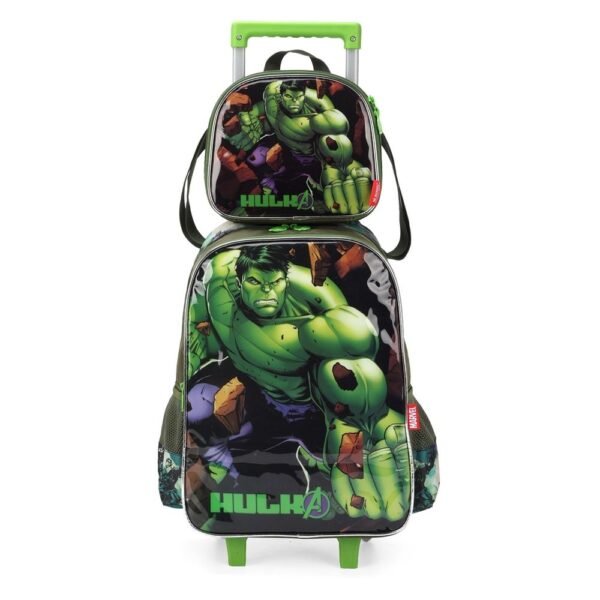 Kit Mochila De Rodinha Hulk + Lancheira Verde Luxcel