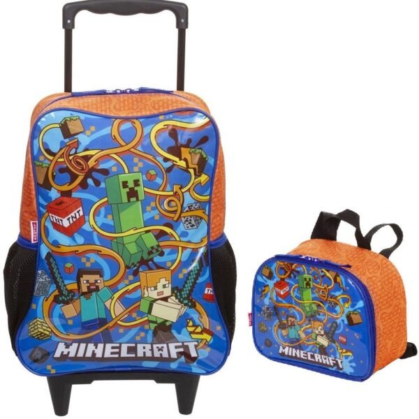 Kit Mochila de Rodinha Minecraft G +Lancheira Sestini