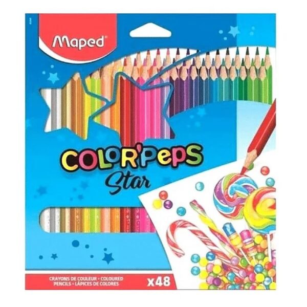 Lapis De Cor Maped Triangular 48 Cores Color Peps Star