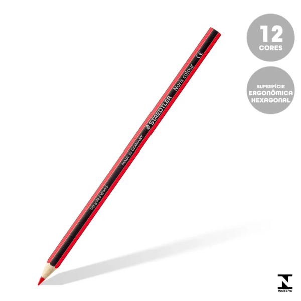 Lapis De Cor Staedtler 12 Cores Kit Lapis E Borracha - Imagem 2