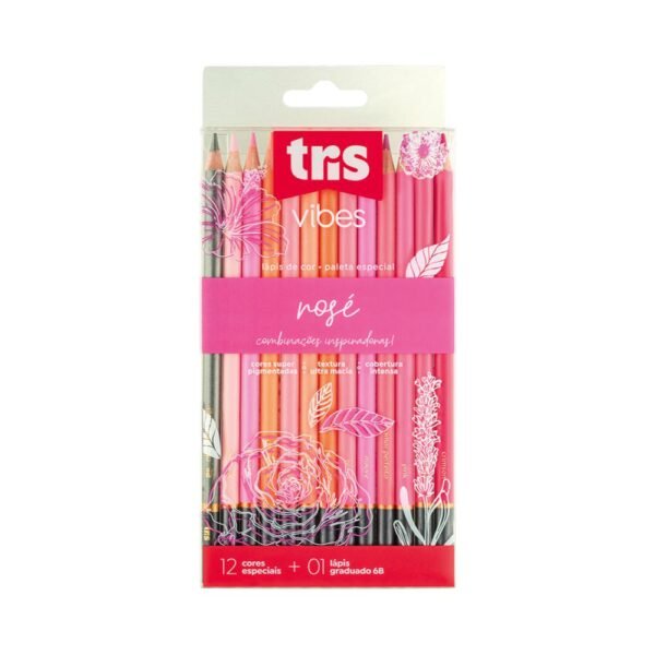 Lapis De Cor Tris Vibes Rose 12 Cores + 1 Lapis 6B