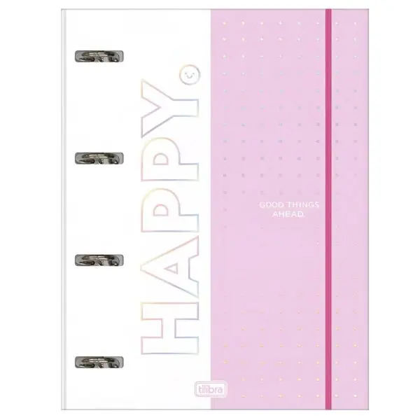 Caderno Argolado Universitario Tilibra Happy Com Elastico