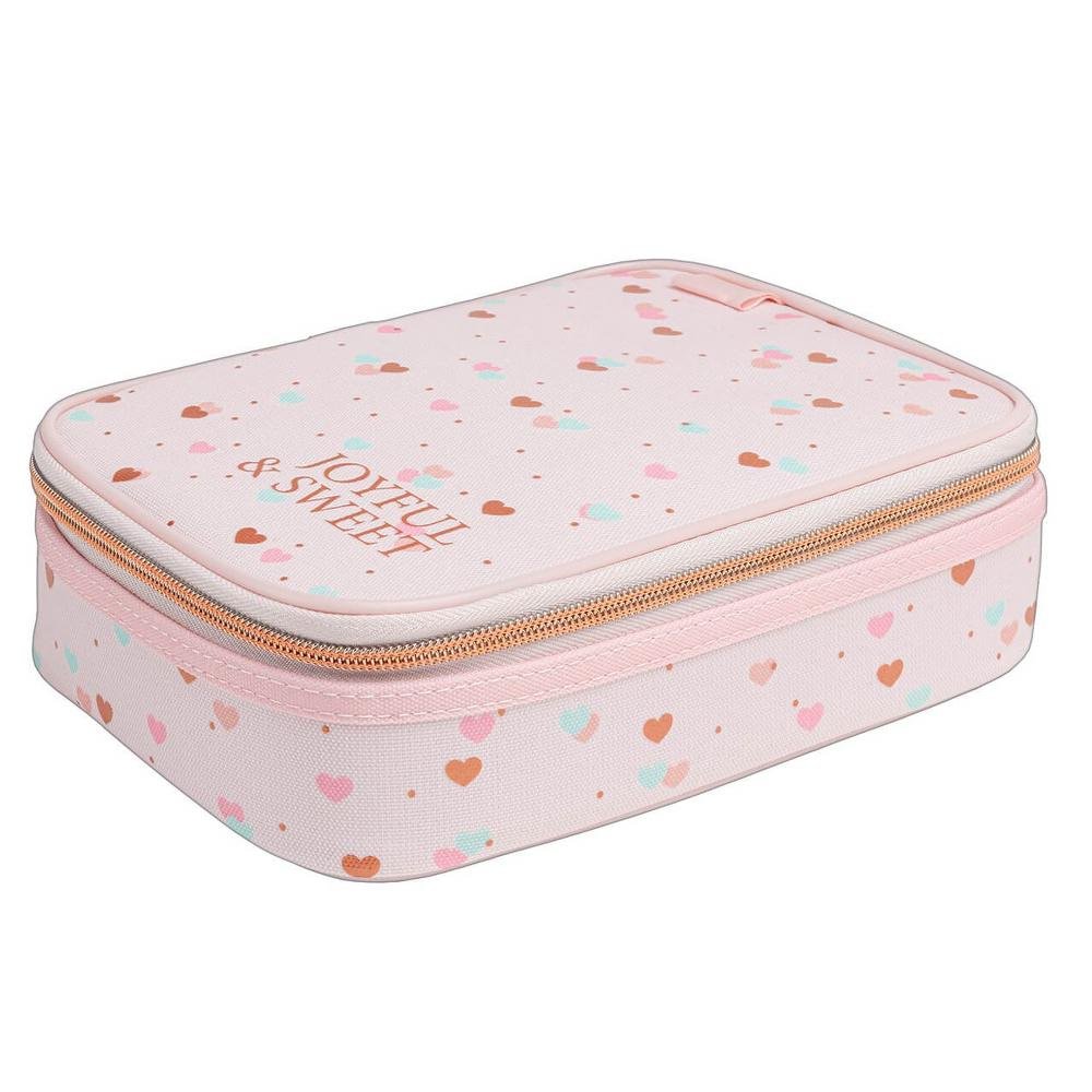 Estojo Box Escolar Academie Coracao Metalizado Rosa Tilibra