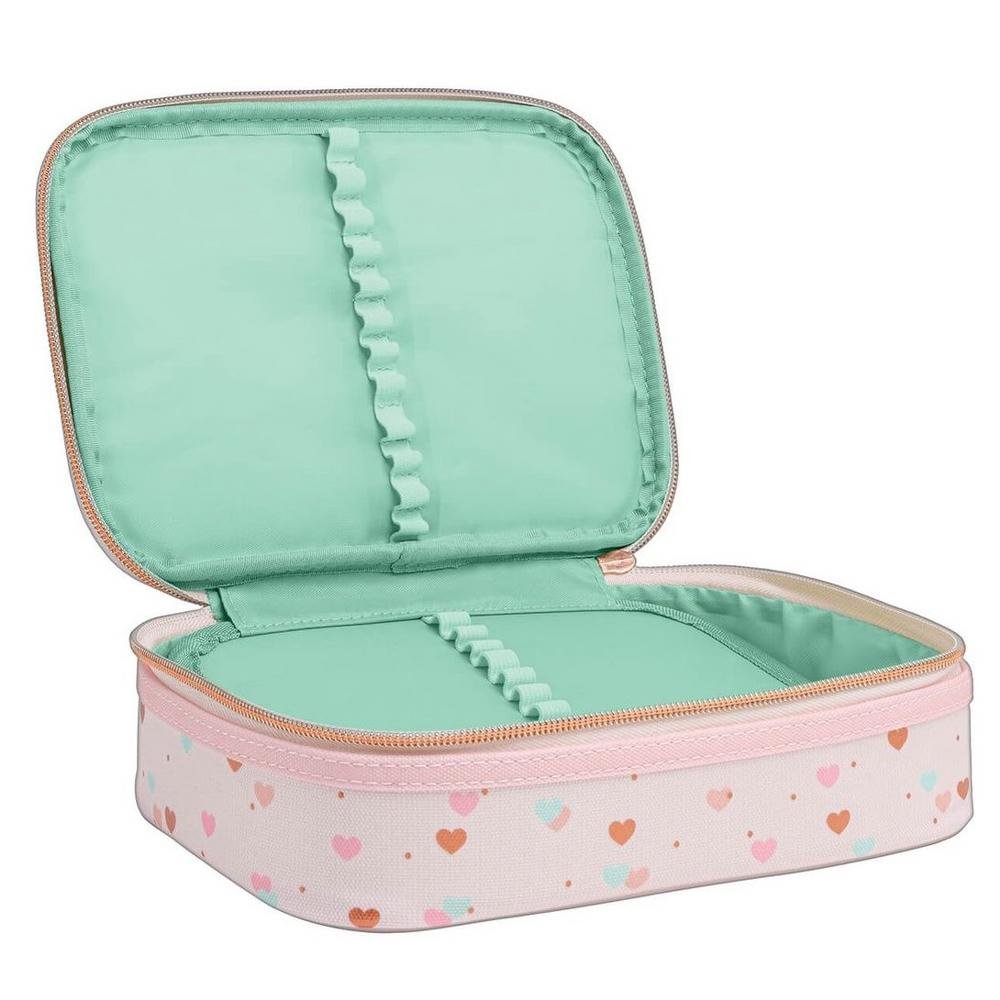 Estojo Box Escolar Academie Coracao Metalizado Rosa Tilibra - Imagem 2