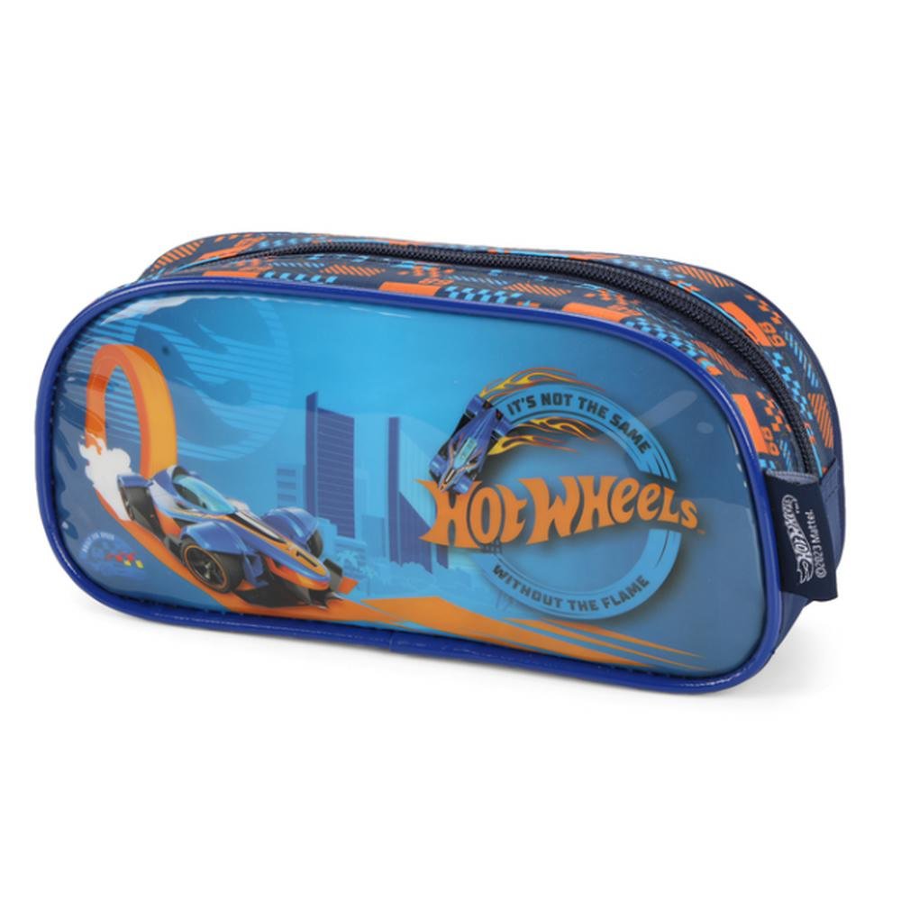 Estojo Escolar Infantil Hot Wheels Without The Flame Azul - Imagem 2