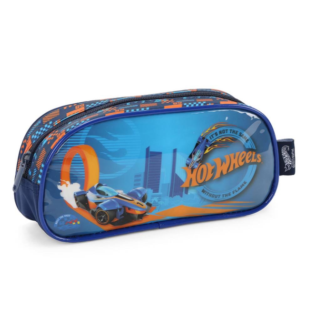 Estojo Escolar Infantil Hot Wheels Without The Flame Azul