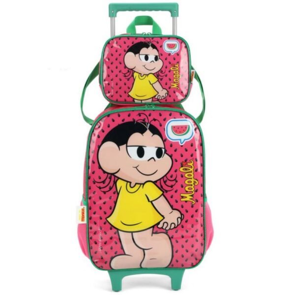 Kit Mochila De Rodinha Magali Pink +Lancheira Luxcel