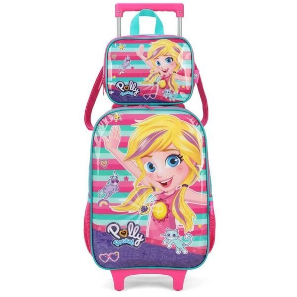 Kit Mochila De Rodinha Polly Pocket + Lancheira Luxcel - Imagem 4