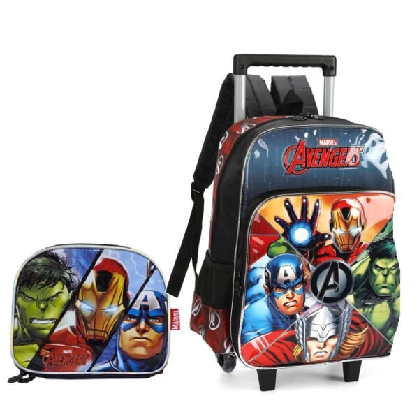 Kit Mochila de Rodinha Avengers Face + Lancheira Luxcel