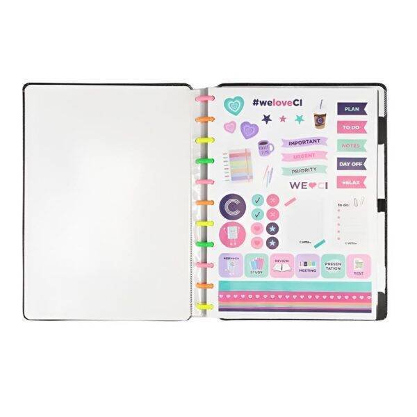 Caderno Inteligente Lets Glitter Neon Black Grande 80 Folhas - Image 3