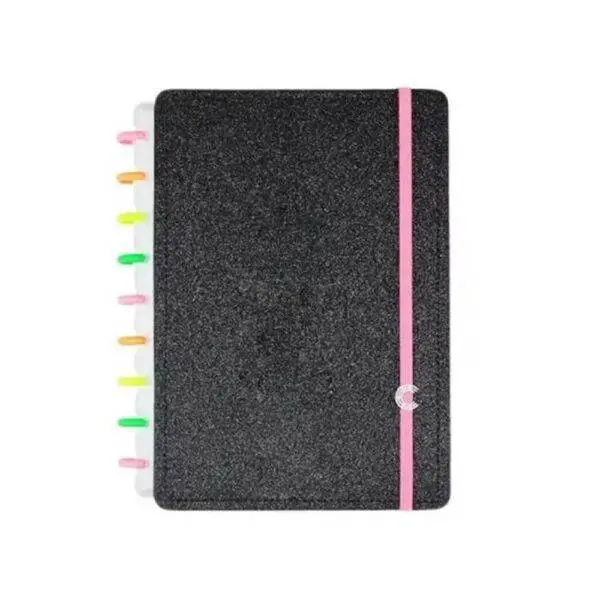 Caderno Inteligente Lets Glitter Neon Black Medio 80 Folhas