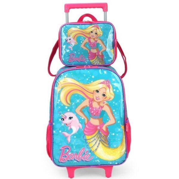 Kit Mochila de Rodinha e Costas Barbie Sereia + Lancheira