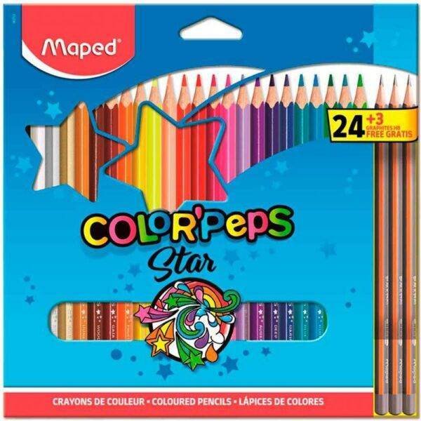 Lapis De Cor Maped Color Peps Star 24 Cores +3 Lapis Grafite