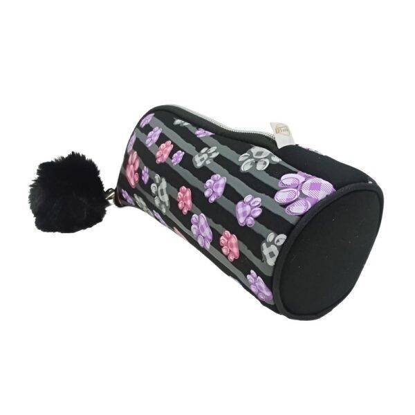 Estojo Escolar Daterra Neoprene Vertical Patinhas Preto - Imagem 4