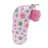 Estojo Escolar Daterra Neoprene Vertical Patinhas Rosa