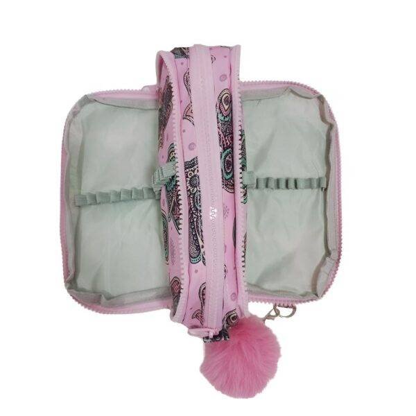 Estojo Escolar Daterra Nylon Triplo Geruza Rosa - Imagem 4