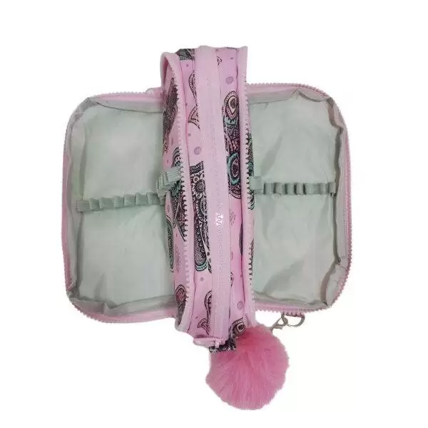 Estojo Escolar Daterra Nylon Triplo Geruza Rosa - Imagem 4
