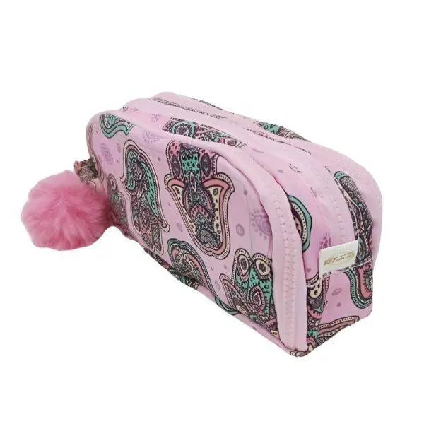 Estojo Escolar Daterra Nylon Triplo Geruza Rosa - Imagem 2