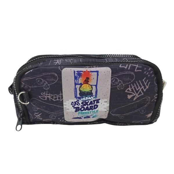 Estojo Escolar Daterra Nylon Triplo Skate Preto