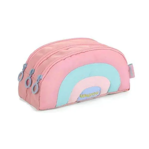 Estojo Escolar UP4YOU Triplo Arco Iris Rosa Luxcel