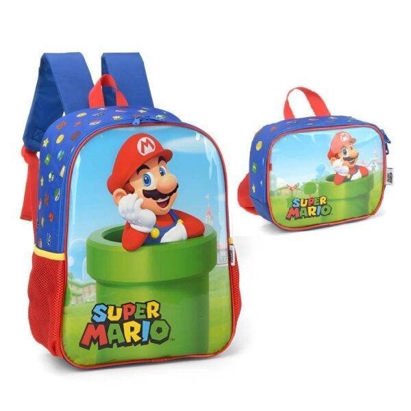 Kit Mochila De Costas Super Mario Cano + Lancheira Luxcel