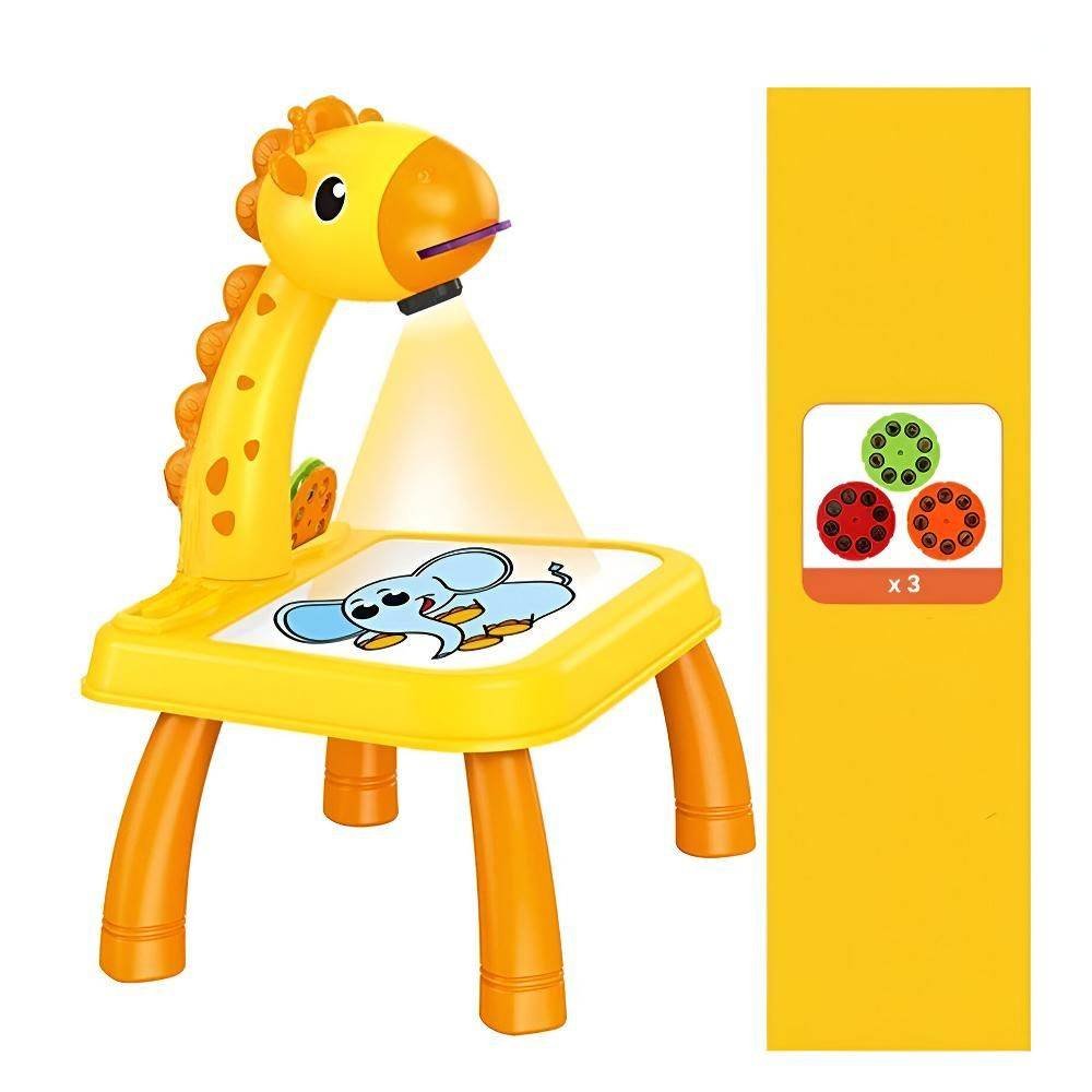 Mesa Lousa De Pinta Com Projetor De Desenho Amarelo