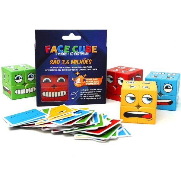 Cubo Magico Jogo Face Cube 2 Cubos + 60 Cartas Cuber Brasil