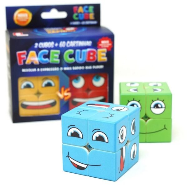 Cubo Magico Jogo Face Cube 2 Cubos + 60 Cartas Cuber Brasil - Imagem 2