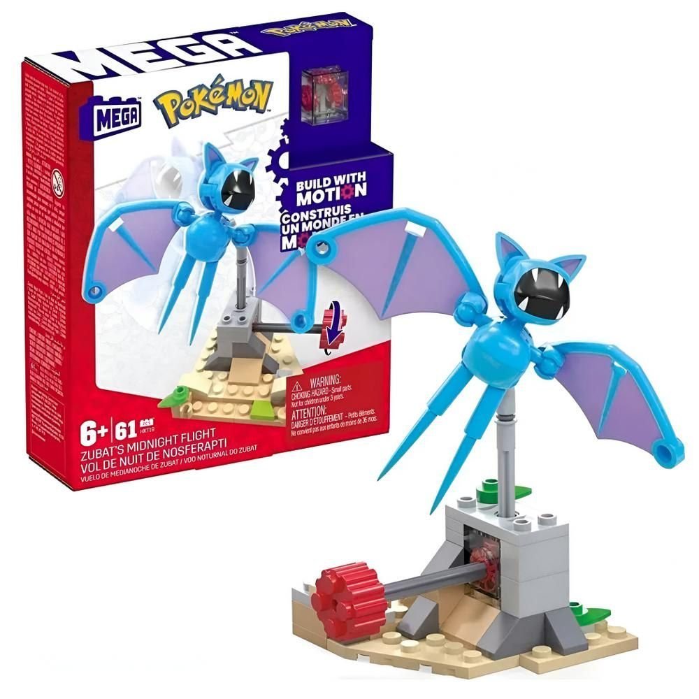 Mega Contrux Pokemon Zubat Conjunto Floresta 61 Pecas HKT19
