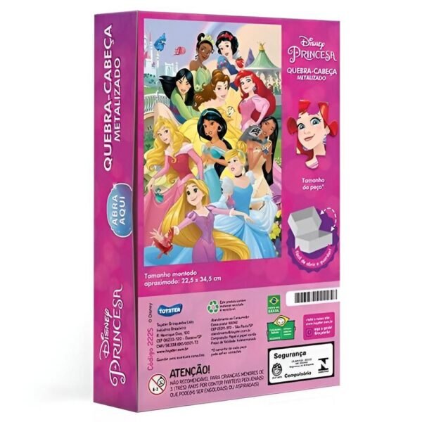 Quebra Cabeça 100 Peças Metalizado Disney Princesas Toyster - Imagem 3