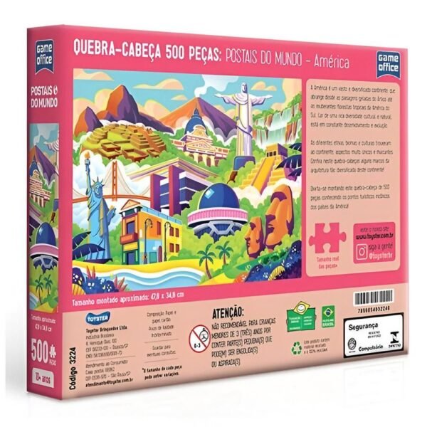 Quebra Cabeca Postais Do Mundo America 500 Pcs Toyster 3224 - Imagem 2