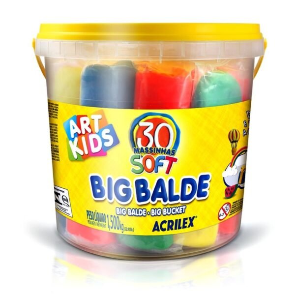 Big Balde 30 Massinhas De Modelar Acrilex 1,5kg Art Kids