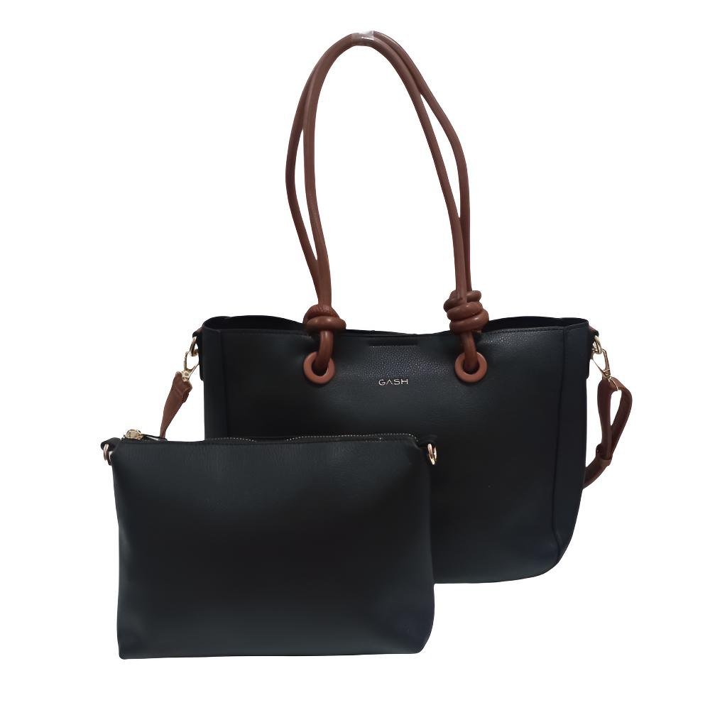 Bolsa De Ombro Alca Detalhe No Couro Sintetico Gash Preto