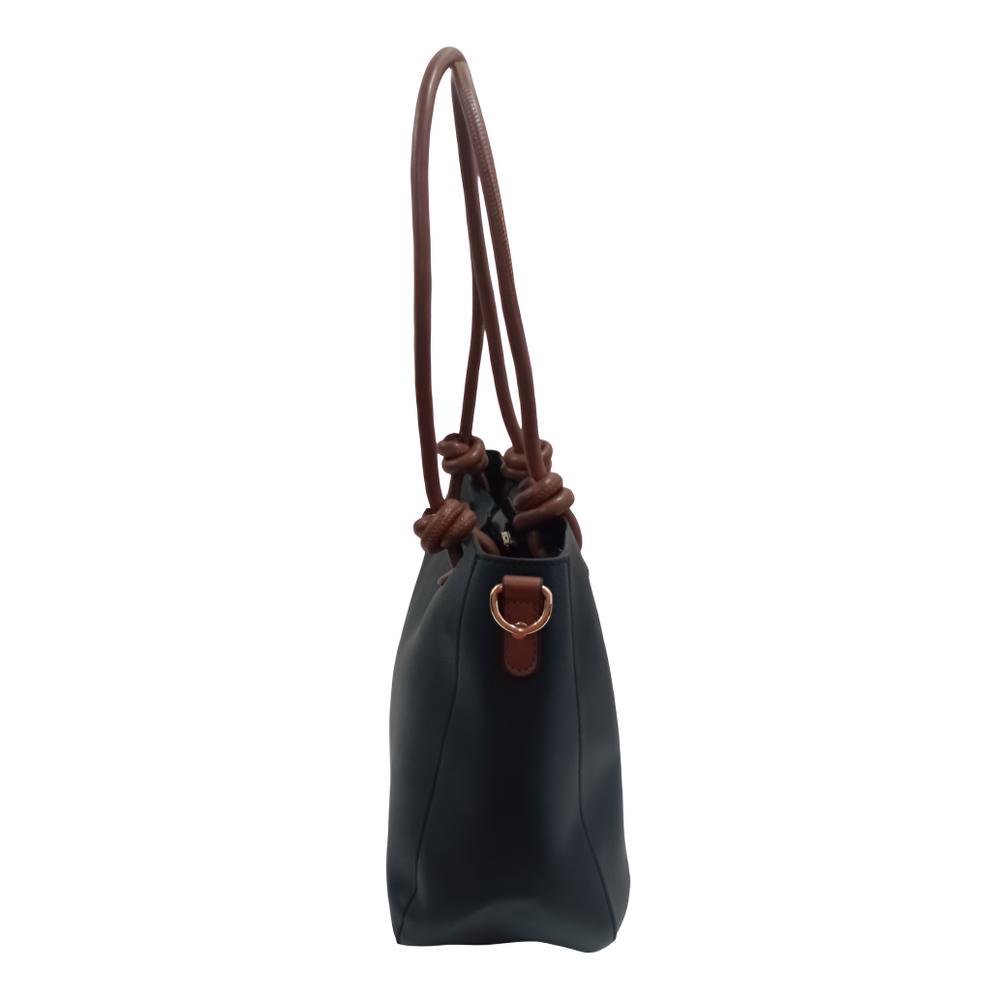 Bolsa De Ombro Alca Detalhe No Couro Sintetico Gash Preto - Imagem 3