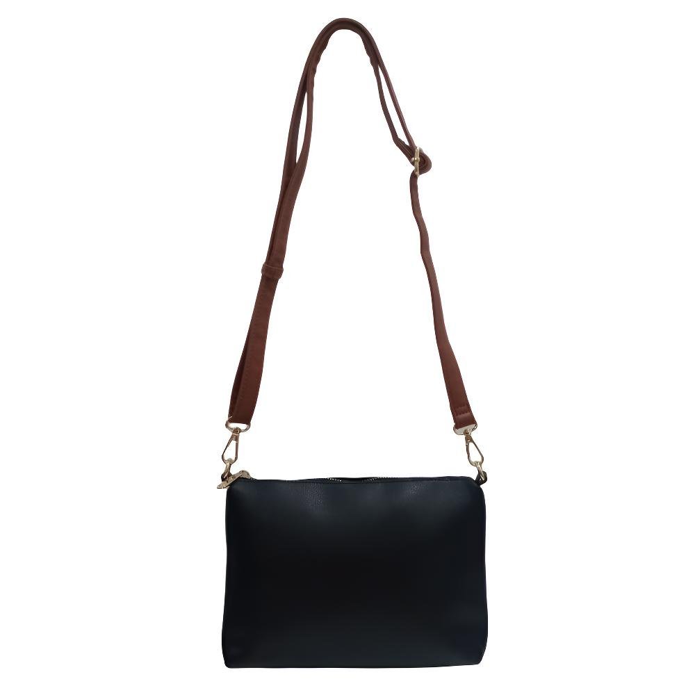 Bolsa De Ombro Alca Detalhe No Couro Sintetico Gash Preto - Imagem 6