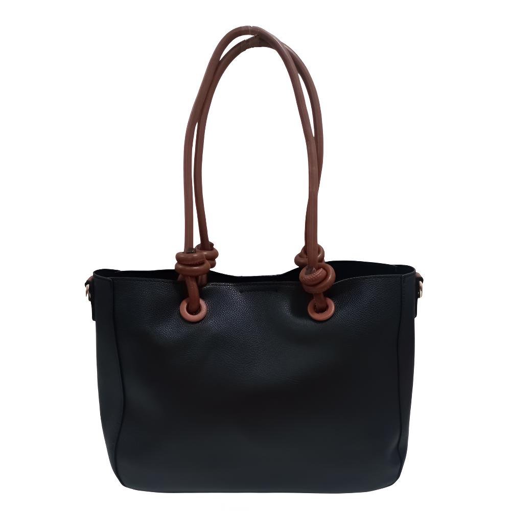 Bolsa De Ombro Alca Detalhe No Couro Sintetico Gash Preto - Imagem 4