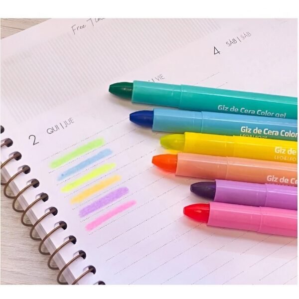 Giz De Cera Color Gel Retratil 6 Cores Leo E Leo - Imagem 3