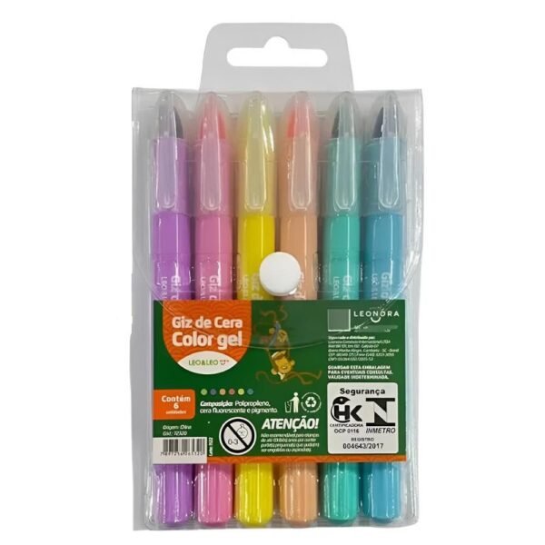 Giz De Cera Color Gel Retratil 6 Cores Leo E Leo