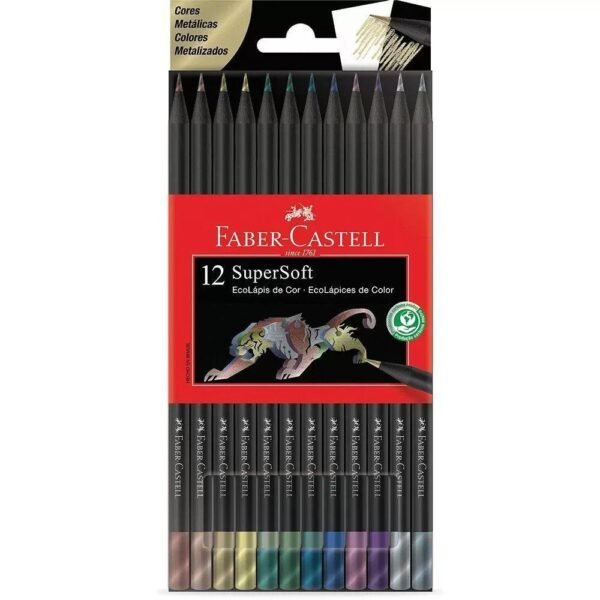 Lapis De Cor Faber Castell Super Soft 12 Cores Metalicas