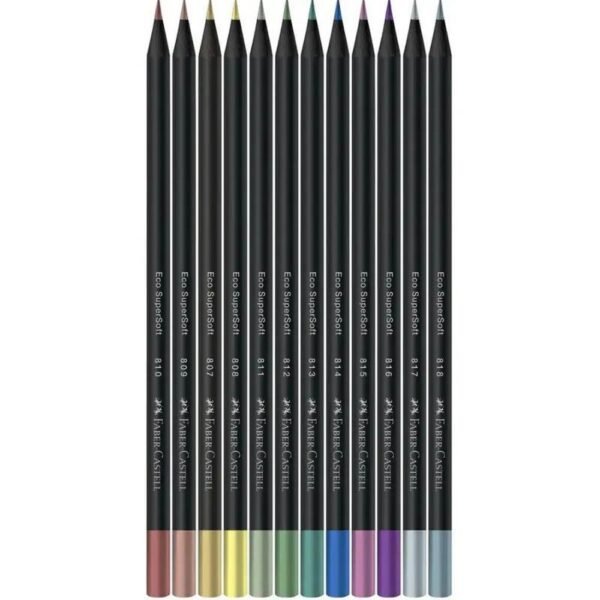 Lapis De Cor Faber Castell Super Soft 12 Cores Metalicas - Imagem 2