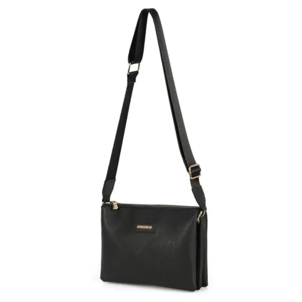 Bolsa Transversal Com Alca Larga Couro Sintetico Gash Preta - Imagem 3